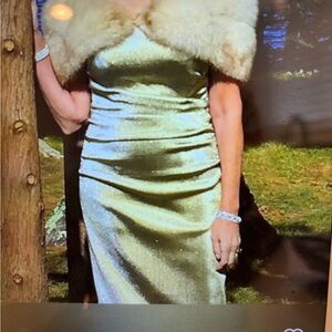 Strapless Metallic Gold Evening Gown - Sleek Silhouette